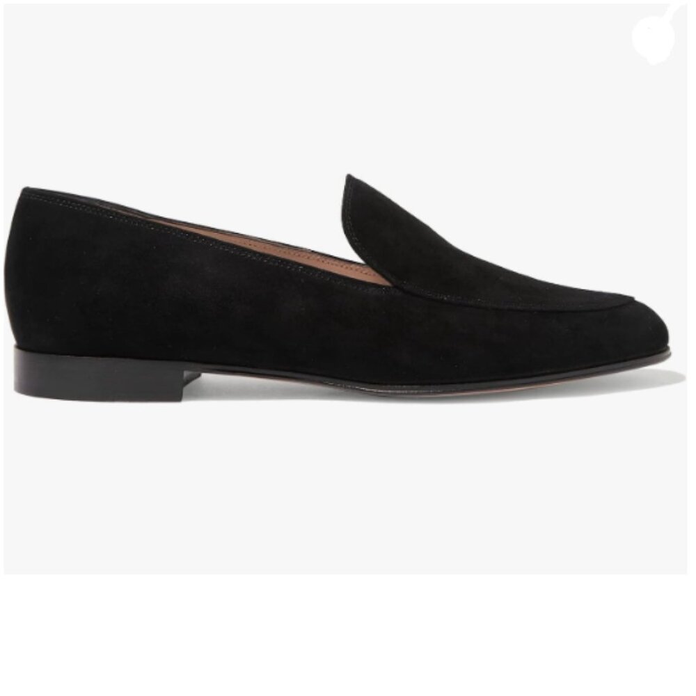 FOWT Black V Cut Loafer Slip on Round Toe Loafers Low Bock Heels Dress Shoe